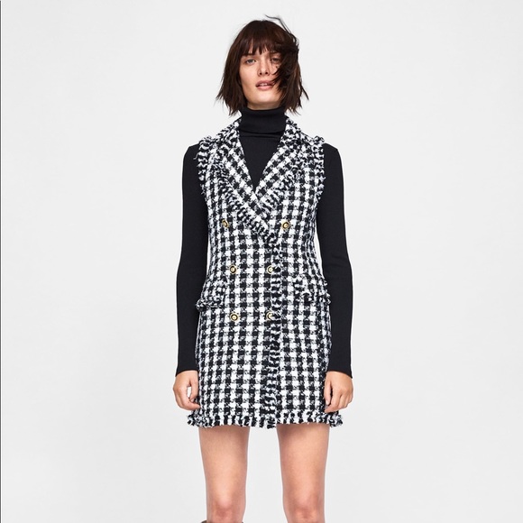 zara tweed vest